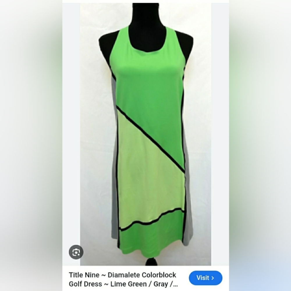 Title Nine Vibrant Green and Gray Dress